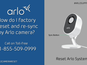 How do I factory reset and re-sync Arlo camera?